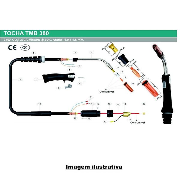 Porta Bico M08 X 36Mm P/ Tocha Tmb 380 Balmer